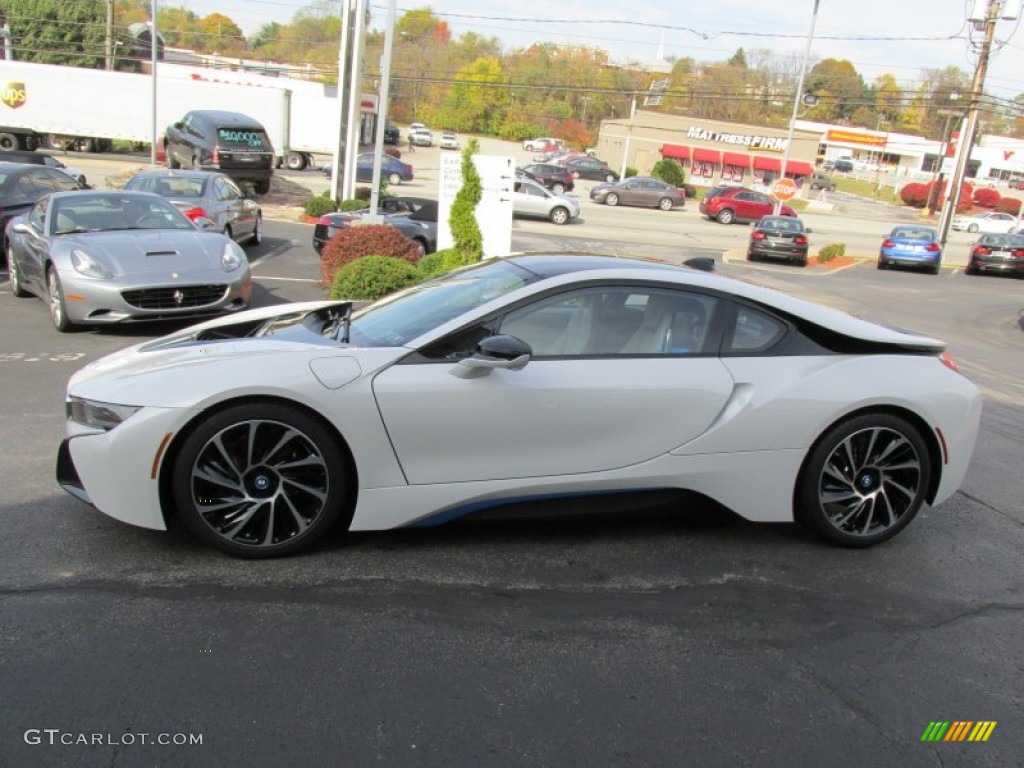 Crystal White Pearl Metallic 2014 BMW i8 Mega World Exterior Photo #98518566