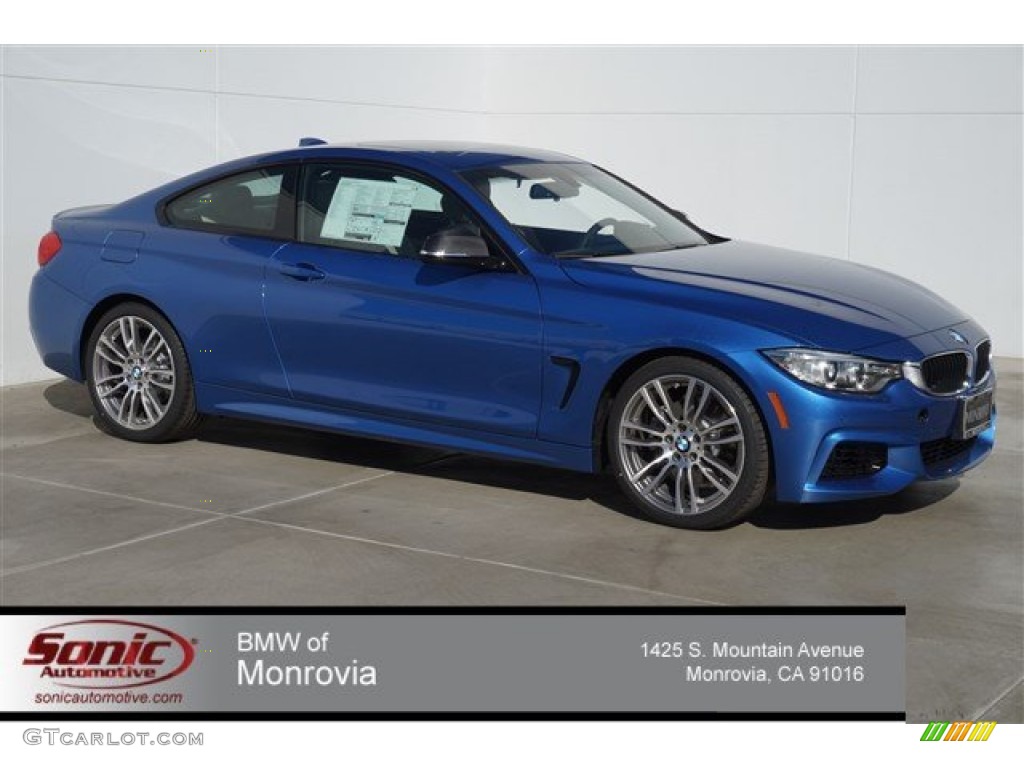 2015 4 Series 428i Coupe - Estoril Blue Metallic / Oyster/Black w/Dark Oyster Accents photo #1