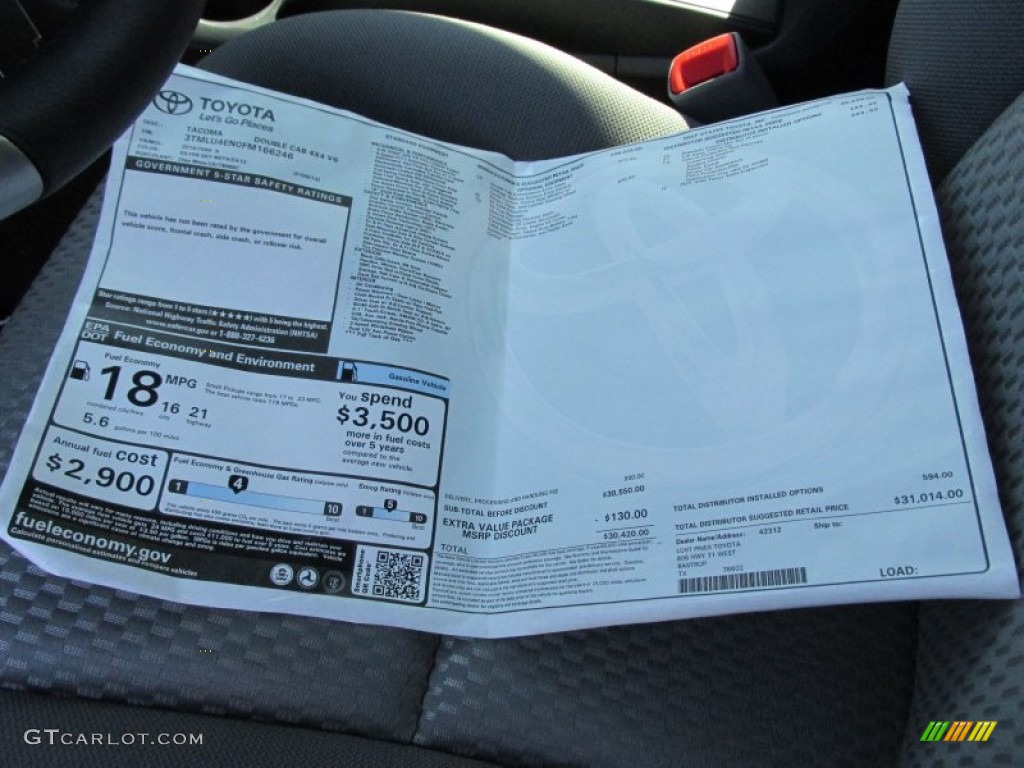 2015 Tacoma V6 Double Cab 4x4 - Silver Sky Metallic / Graphite photo #33