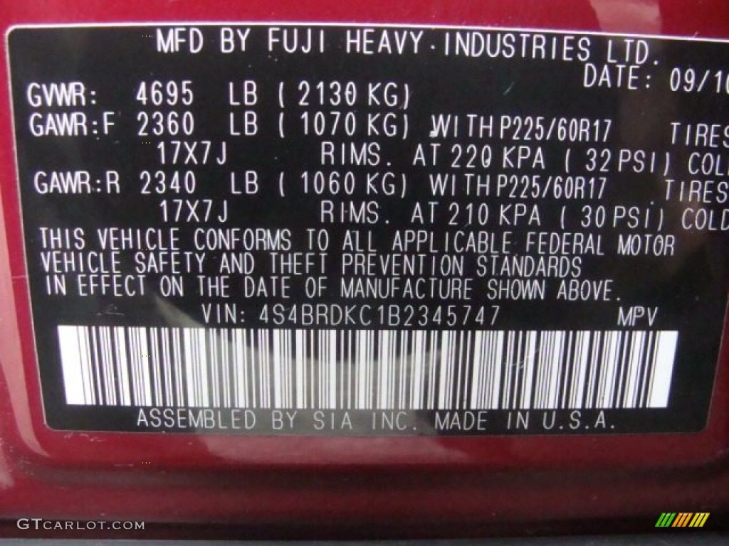 2011 Outback 3.6R Limited Wagon - Ruby Red Pearl / Warm Ivory photo #25