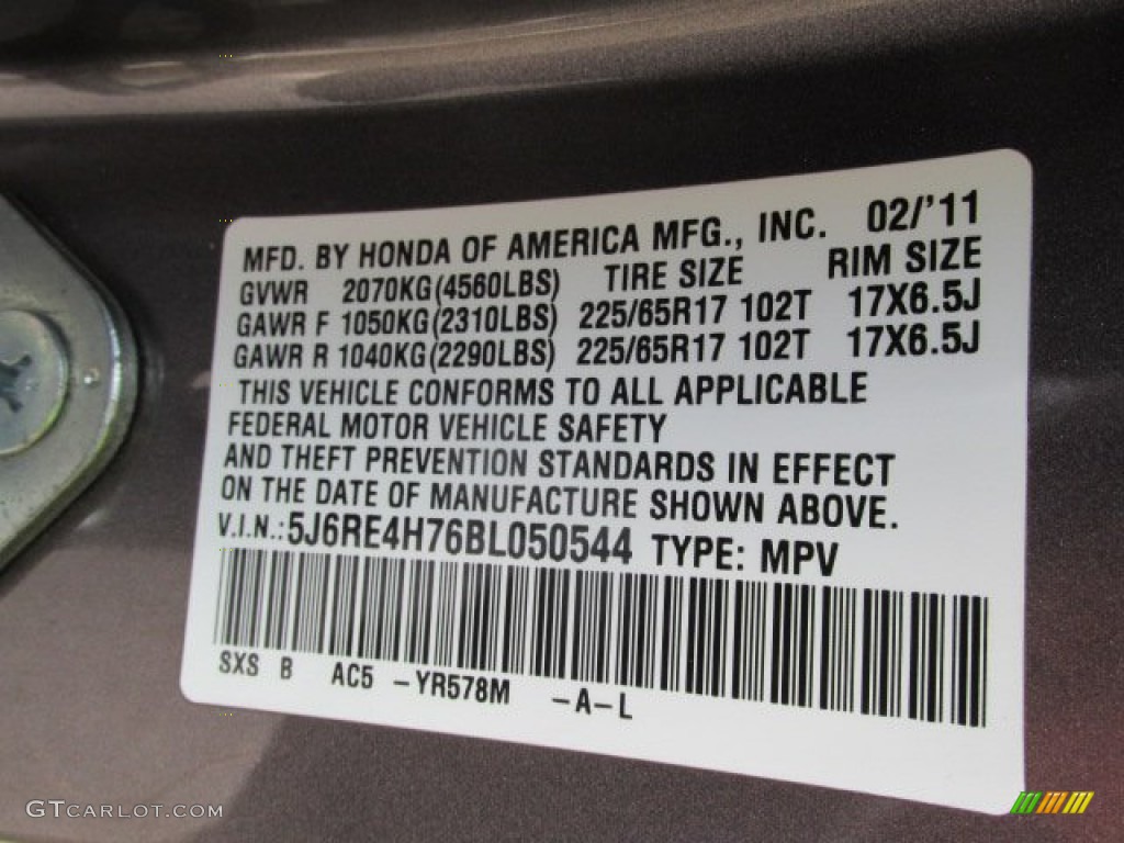 2011 CR-V EX-L 4WD - Urban Titanium Metallic / Black photo #19