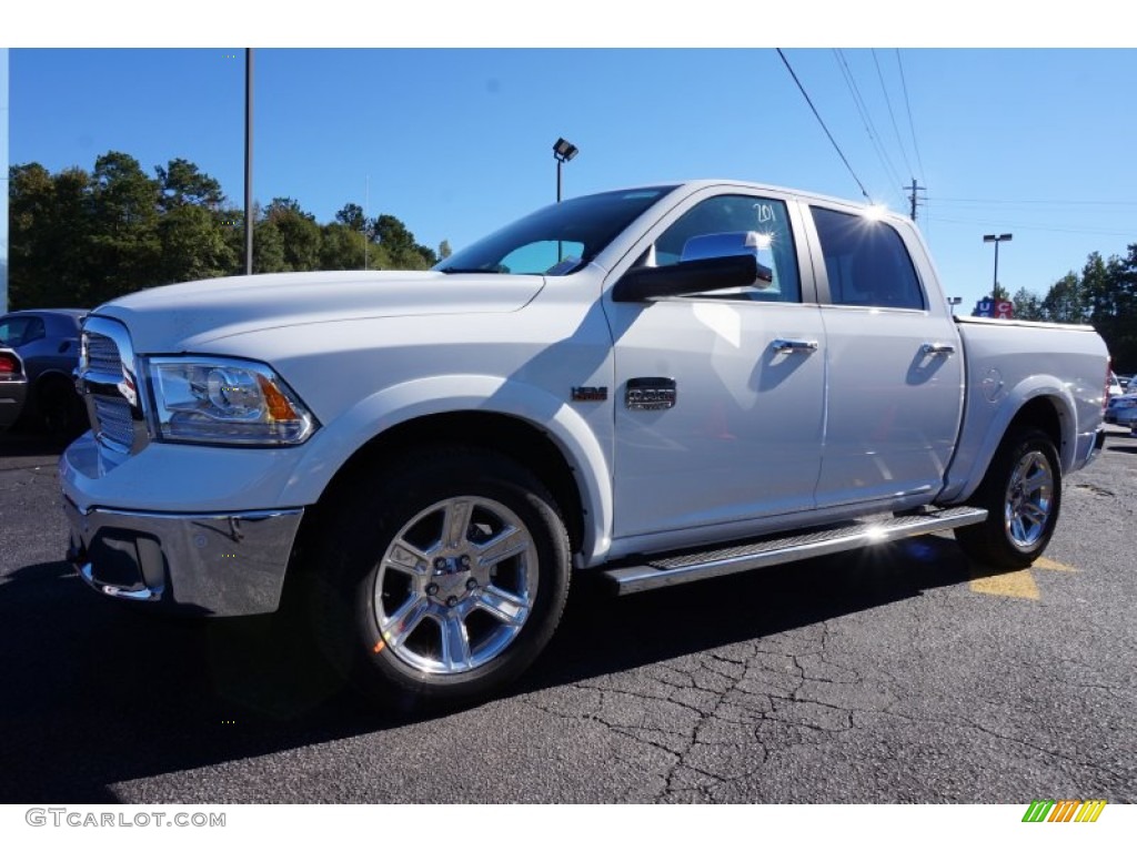 2014 1500 Laramie Longhorn Crew Cab 4x4 - Bright White / Canyon Brown/Light Frost Beige photo #3