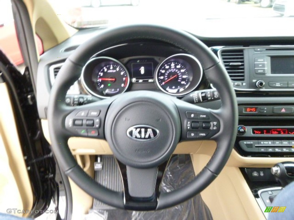 2015 Kia Sedona EX Camel Steering Wheel Photo #98545830