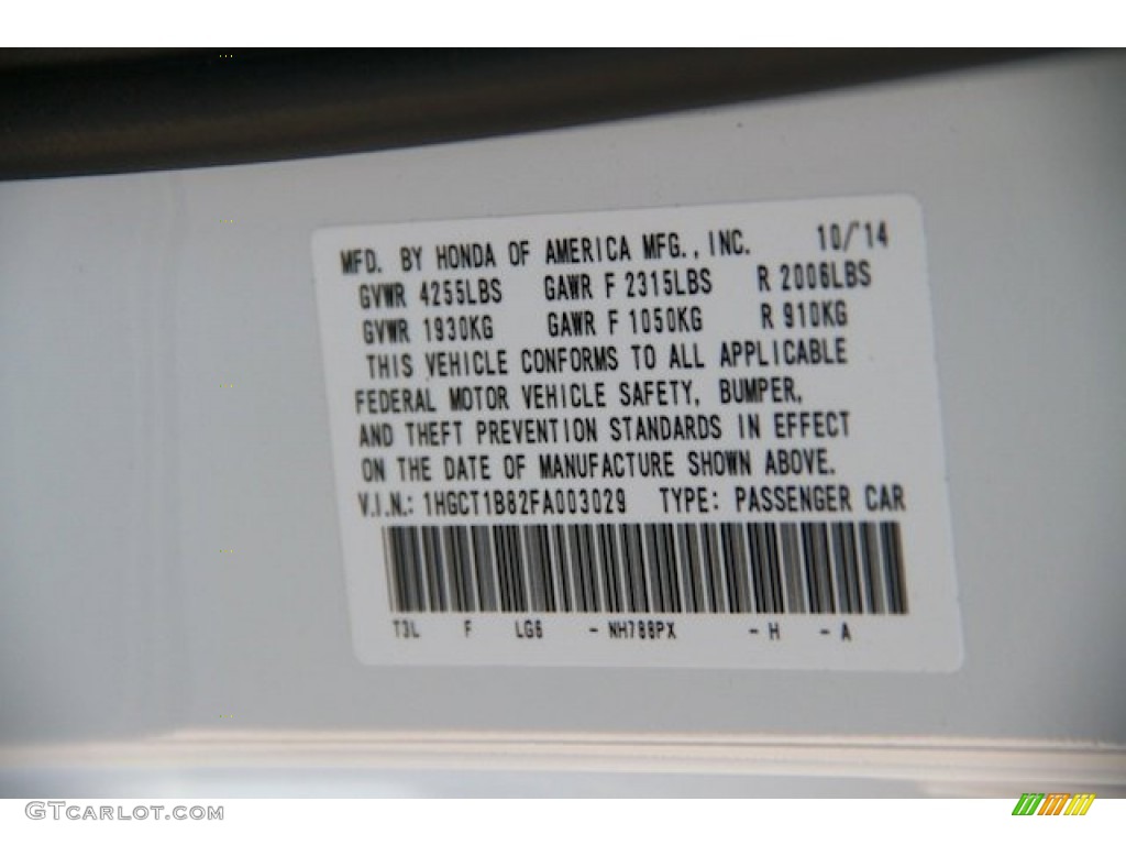 2015 Honda Accord EX-L Coupe Color Code Photos
