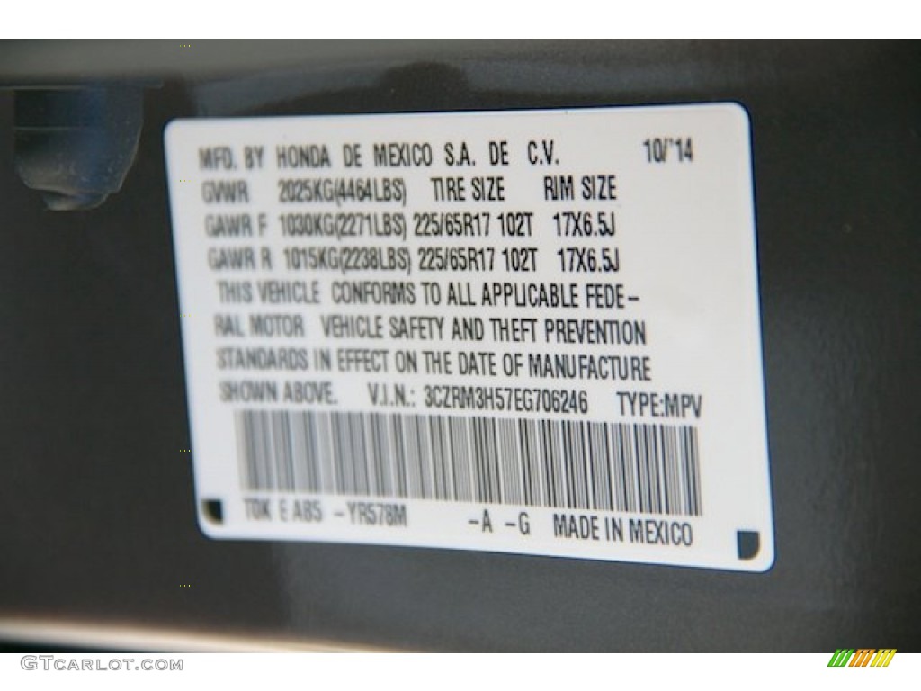 2014 CR-V EX - Urban Titanium Metallic / Black photo #22
