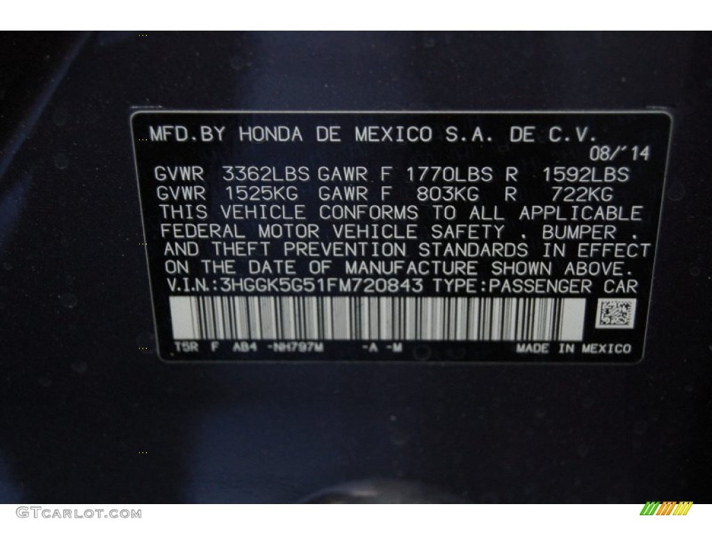 2015 Honda Fit LX Color Code Photos
