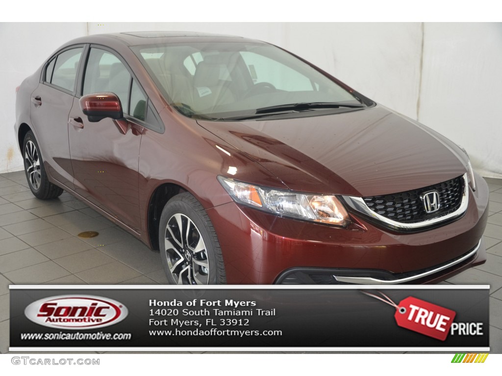 2015 Civic EX Sedan - Crimson Pearl / Beige photo #1