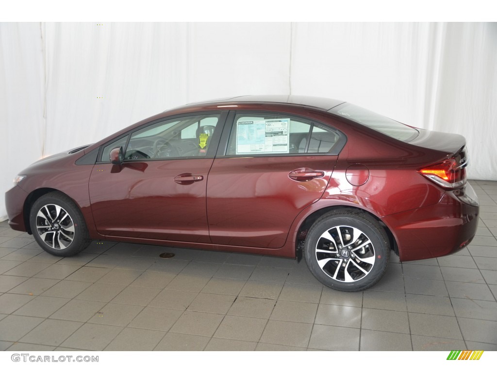 2015 Civic EX Sedan - Crimson Pearl / Beige photo #4