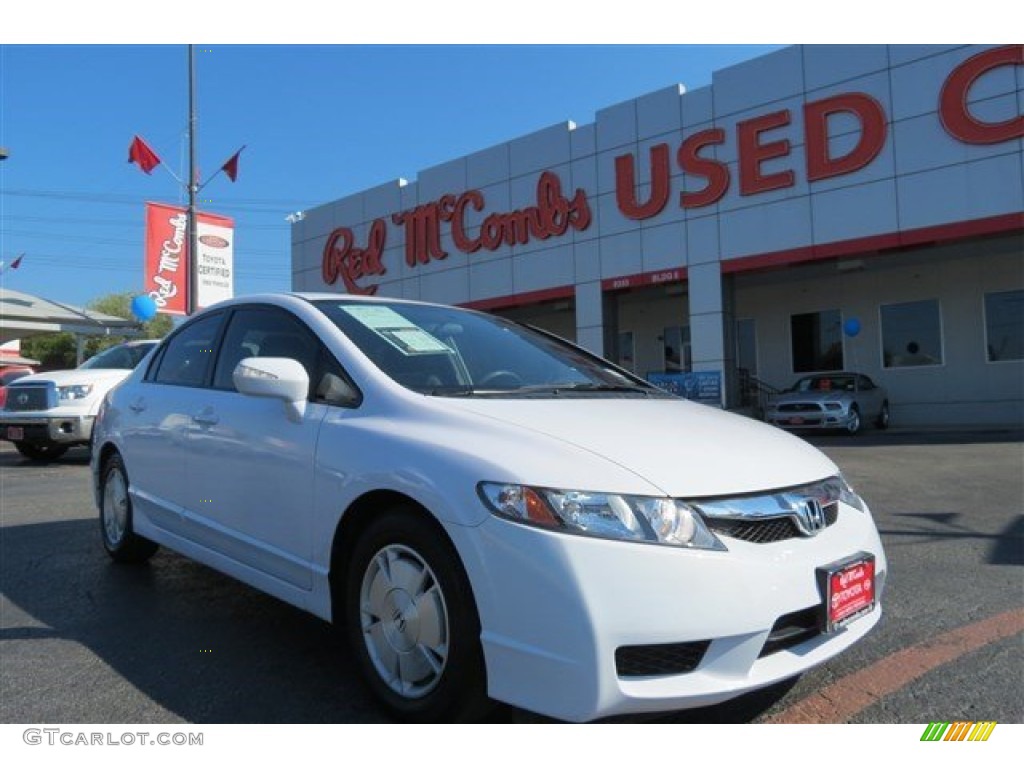 2010 Civic Hybrid Sedan - Spectrum White Pearl / Beige photo #1