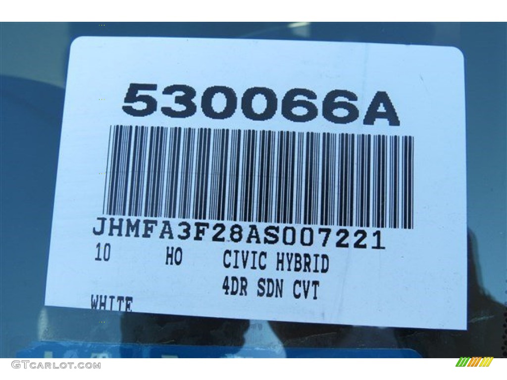 2010 Civic Hybrid Sedan - Spectrum White Pearl / Beige photo #18
