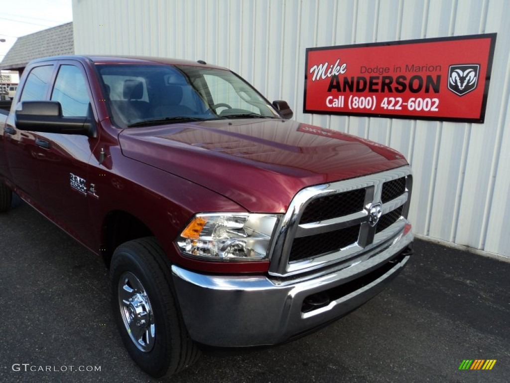 2015 3500 Tradesman Crew Cab 4x4 - Deep Cherry Red Crystal Pearl / Black/Diesel Gray photo #1