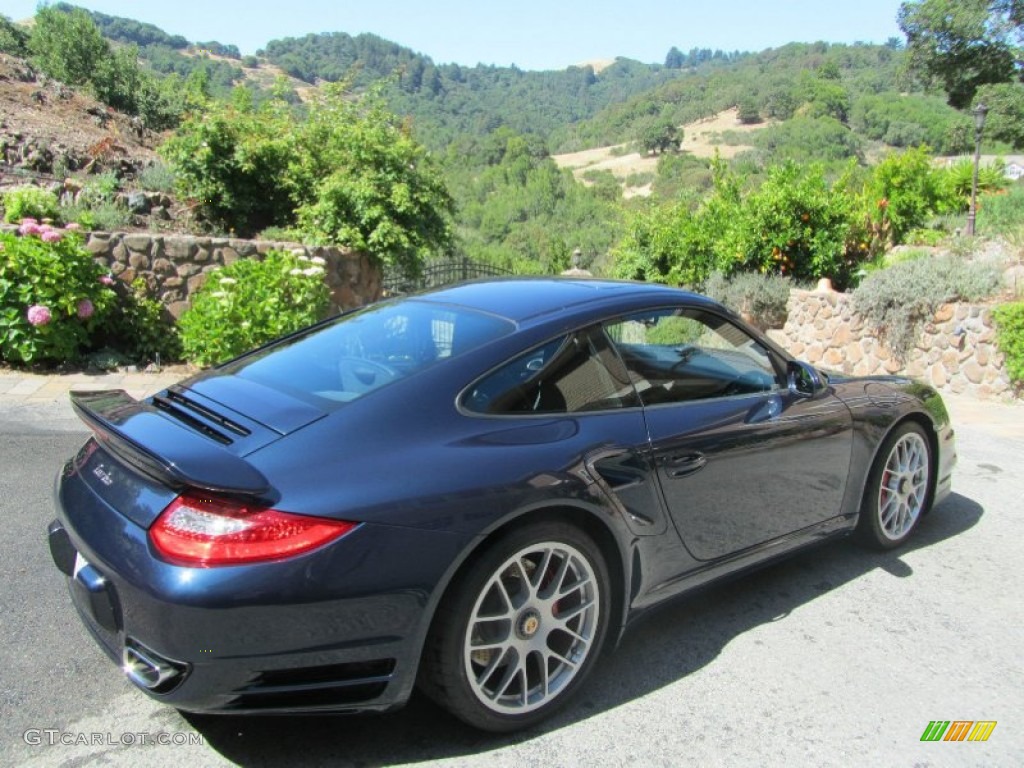 2012 911 Turbo Coupe - Dark Blue Metallic / Black/Titanium Blue photo #7