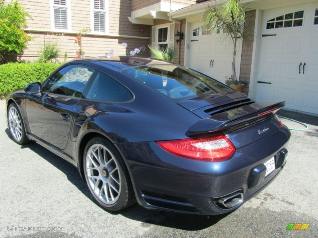 2012 911 Turbo Coupe - Dark Blue Metallic / Black/Titanium Blue photo #9