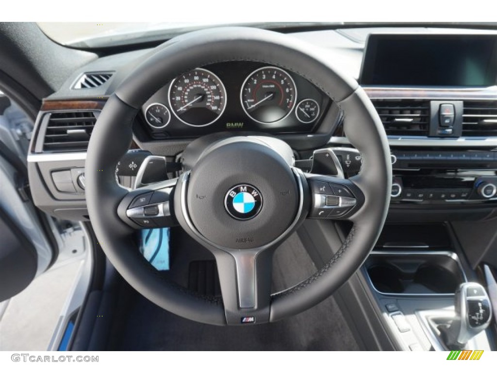 2015 BMW 4 Series 435i Gran Coupe Black Steering Wheel Photo #98641399