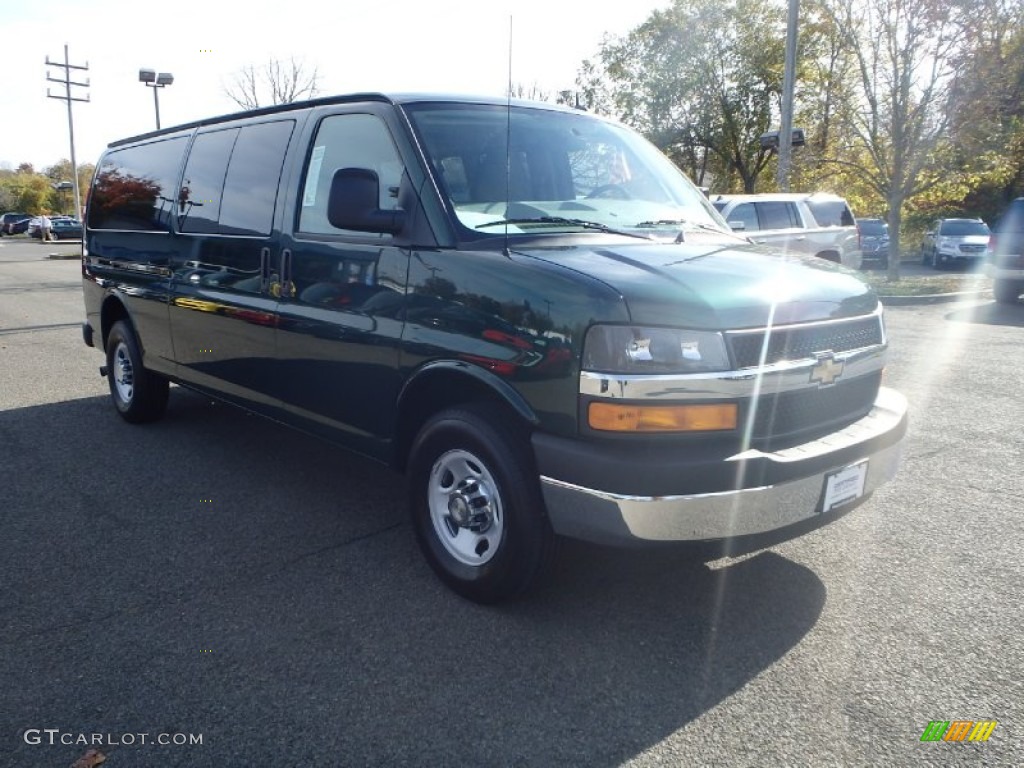 2014 Express 3500 Passenger Extended LT - Dark Green Metallic / Neutral photo #3