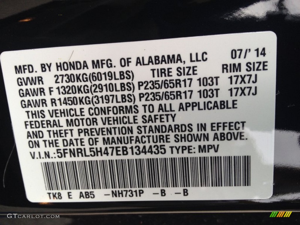 2014 Odyssey EX - Crystal Black Pearl / Gray photo #4