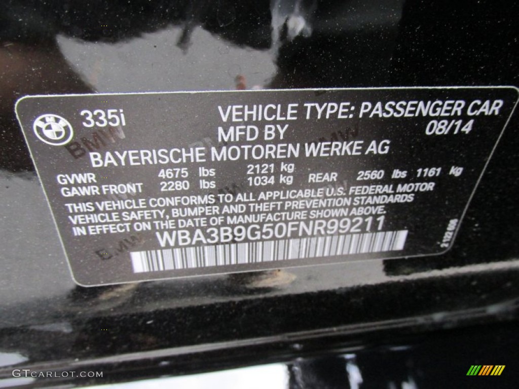 2015 3 Series 335i xDrive Sedan - Jet Black / Black photo #19