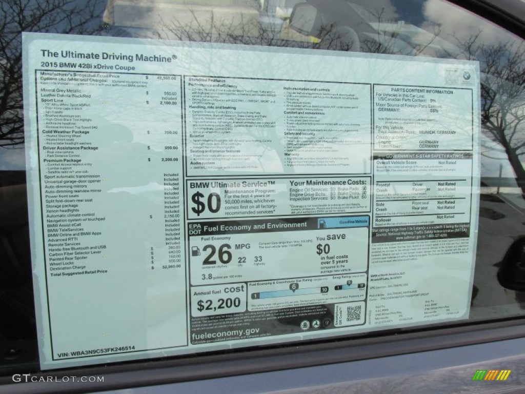 2015 BMW 4 Series 428i xDrive Coupe Window Sticker Photo #98648579