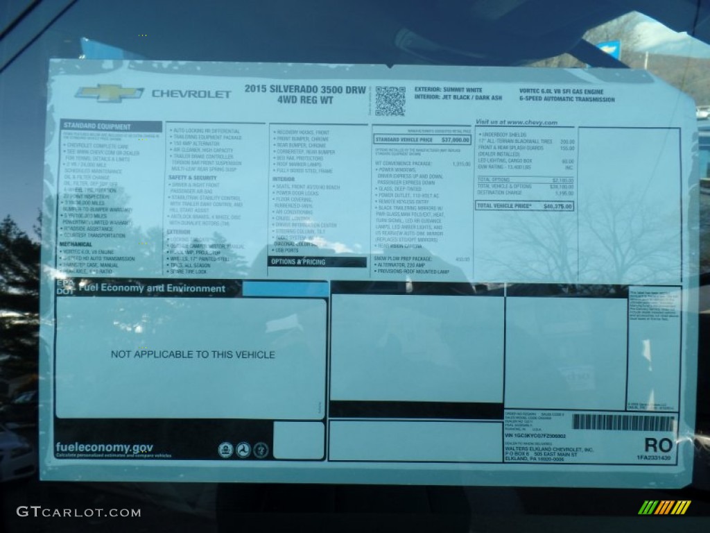 2015 Chevrolet Silverado 3500HD WT Regular Cab Dual Rear Wheel 4x4 Window Sticker Photo #98654720