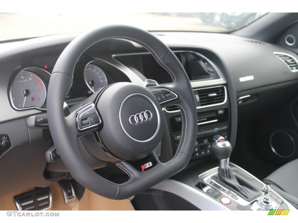 2015 Audi S5 3.0T Premium Plus quattro Cabriolet Black Steering Wheel Photo #98677322