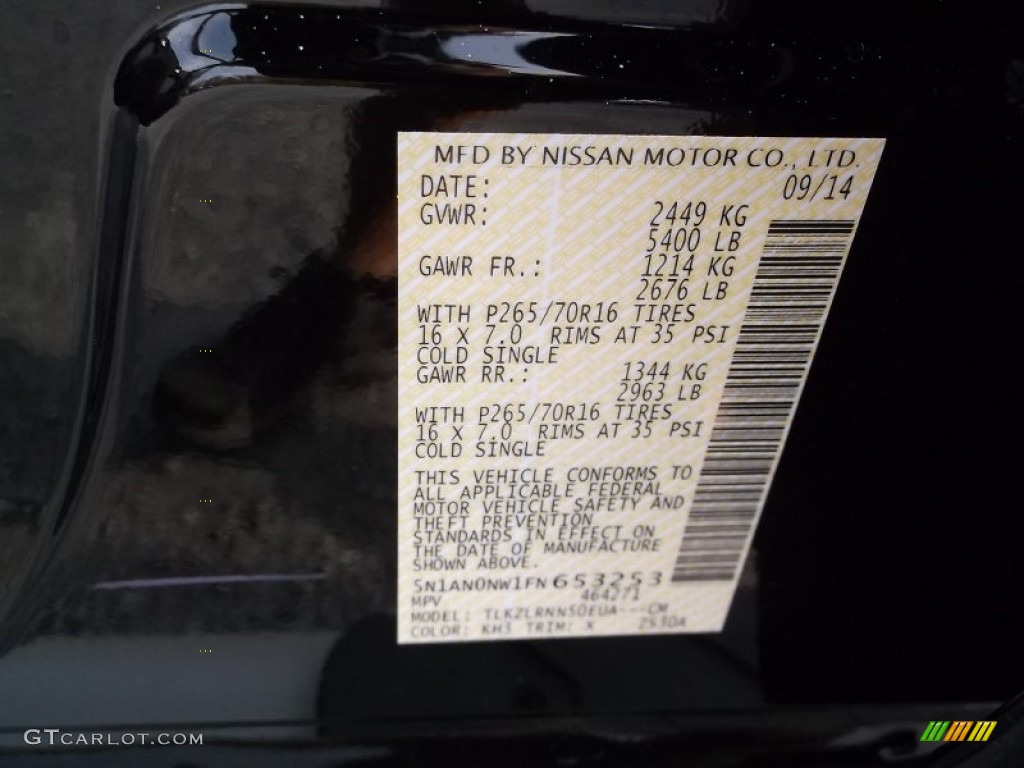 2015 Nissan Xterra S 4x4 Color Code Photos