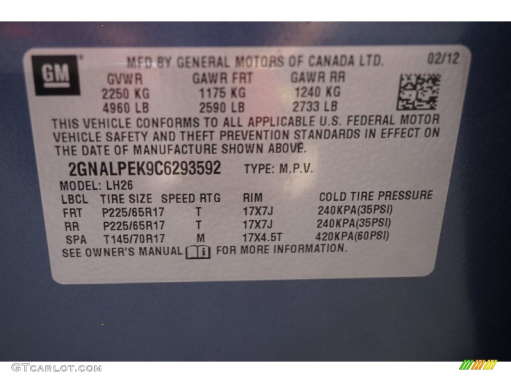 2012 Equinox LT - Twilight Blue Metallic / Light Titanium/Jet Black photo #26