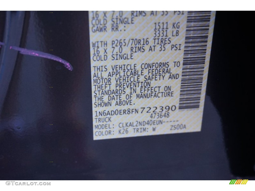2015 Frontier Color Code K26 for Night Armor Photo #98704276