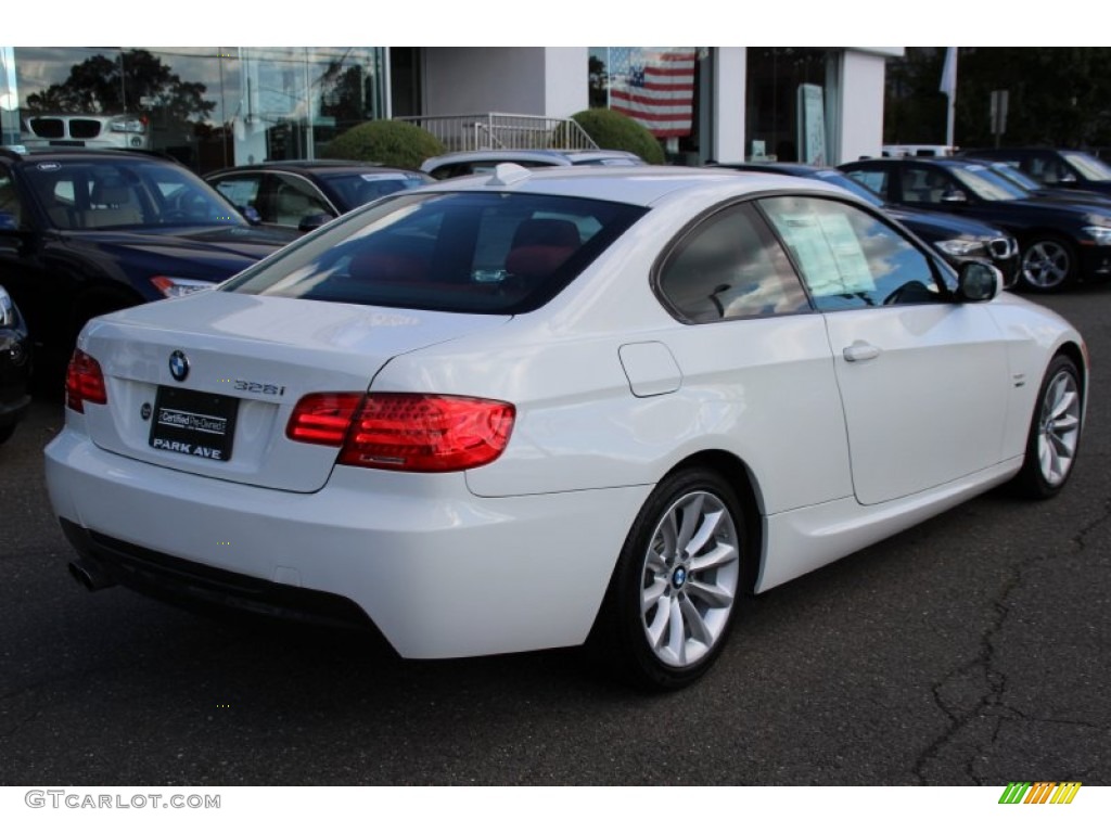 2011 3 Series 328i xDrive Coupe - Alpine White / Coral Red/Black Dakota Leather photo #3