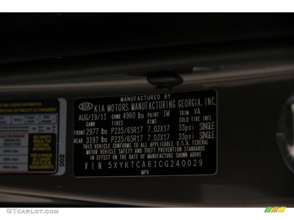 2012 Sorento LX AWD - Titanium Silver / Black photo #15
