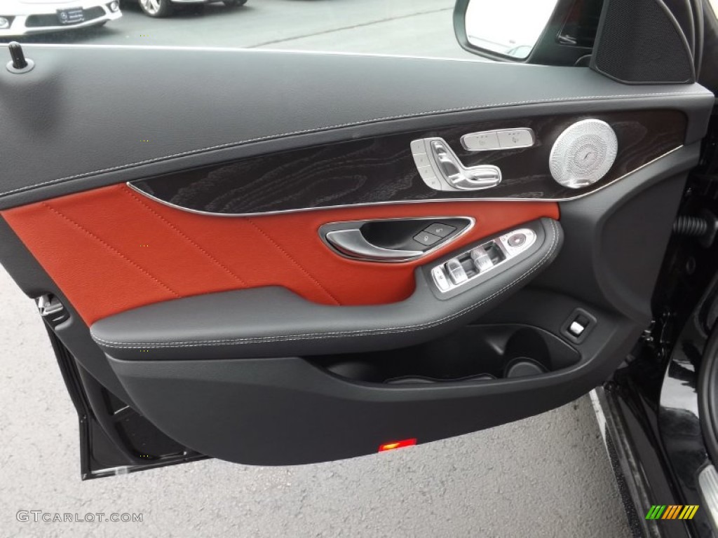 2015 Mercedes-Benz C 300 4Matic Cranberry Red/Black Door Panel Photo #98729231