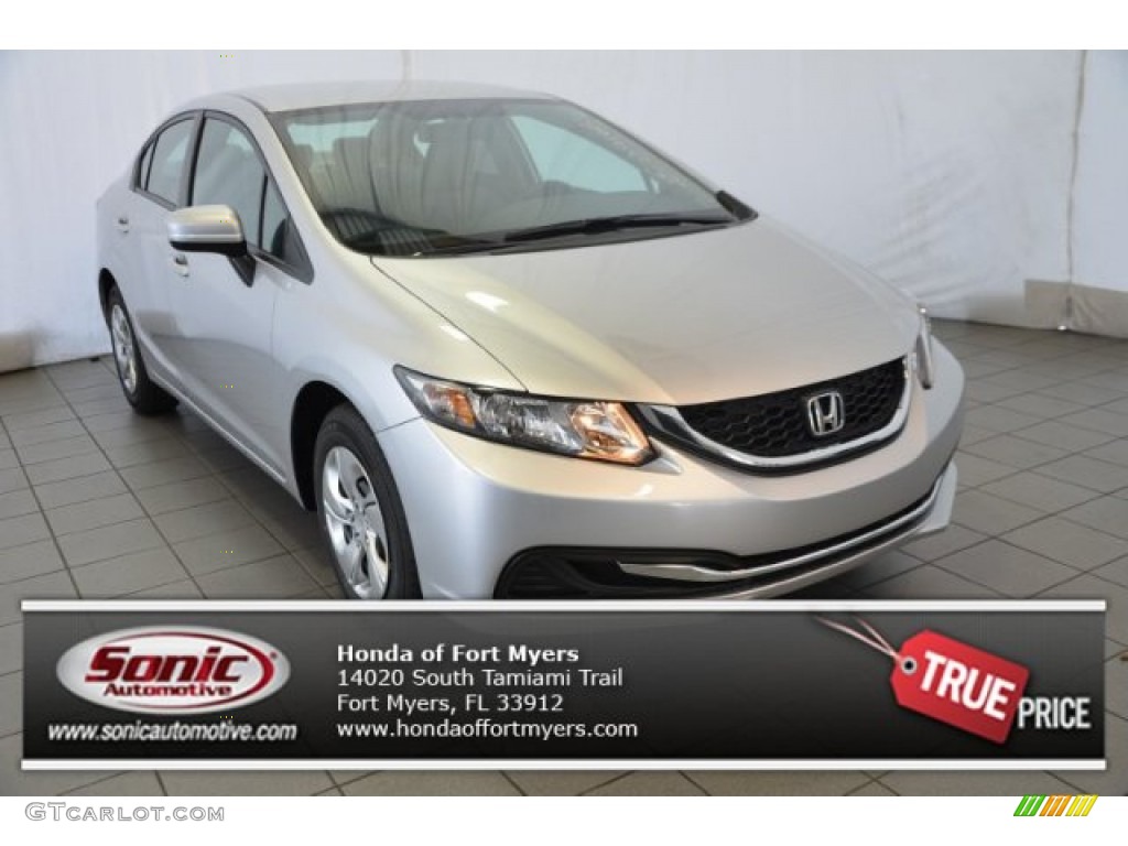 2015 Civic LX Sedan - Alabaster Silver Metallic / Black photo #1