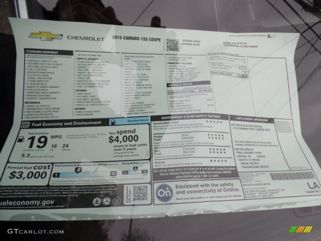 2015 Chevrolet Camaro SS Coupe Window Sticker Photo #98742323