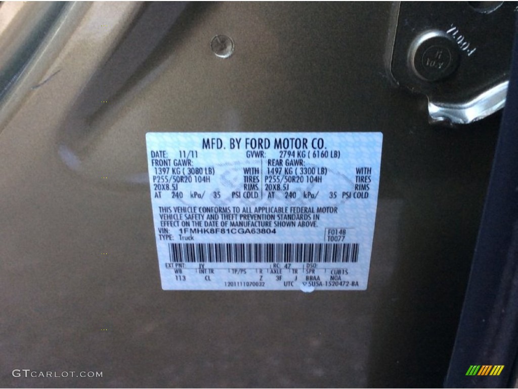 2012 Explorer Limited 4WD - Ginger Ale Metallic / Medium Light Stone photo #31