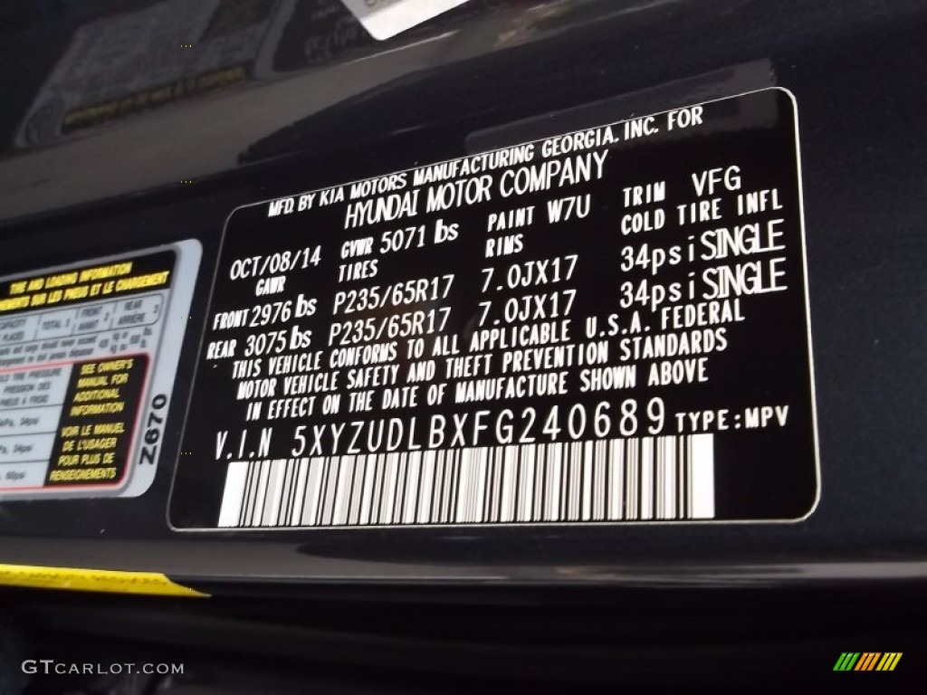 2015 Santa Fe Sport Color Code W7U for Marlin Blue Photo #98758448