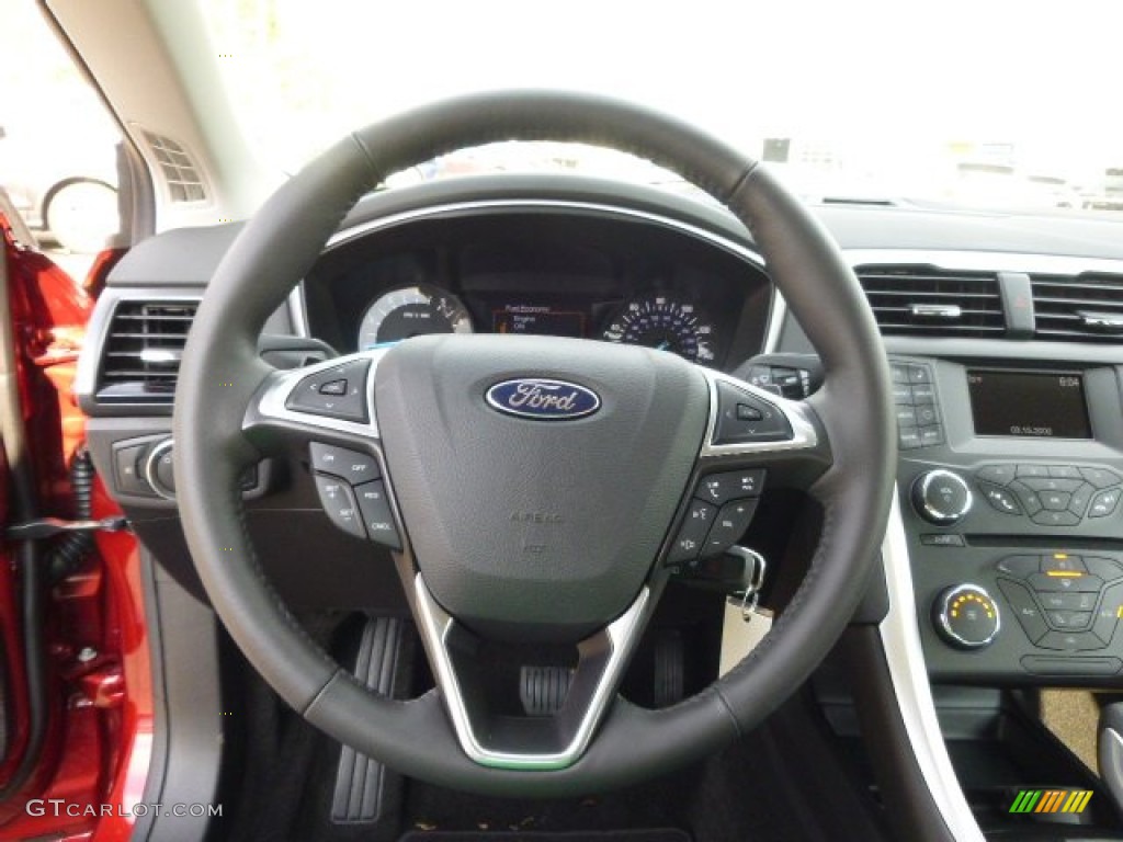 2015 Ford Fusion SE Charcoal Black Steering Wheel Photo #98760869