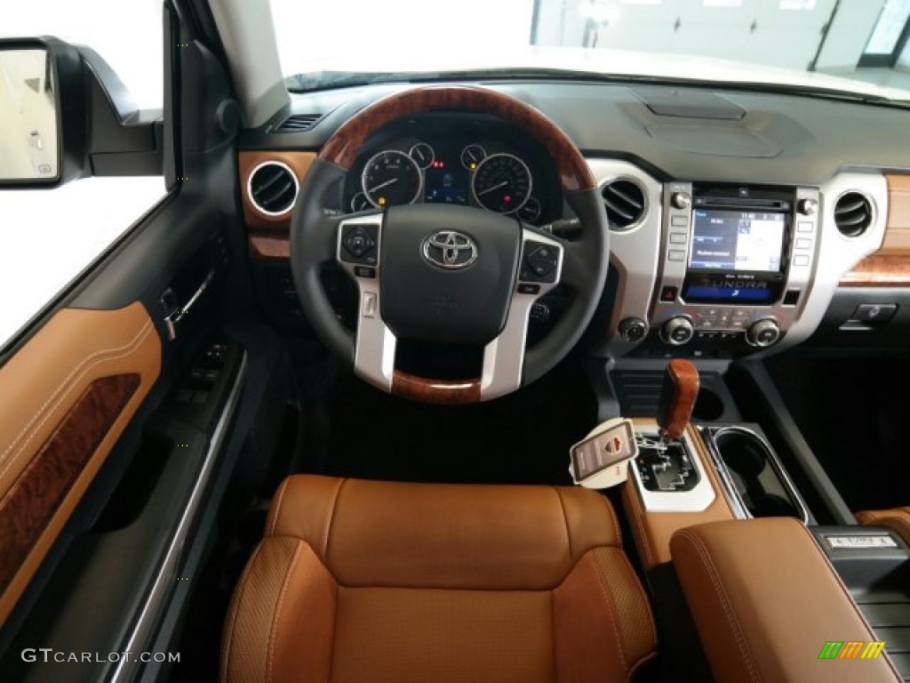 2015 Toyota Tundra 1794 Edition CrewMax 4x4 1794 Edition Premium Brown Leather Dashboard Photo #98771071