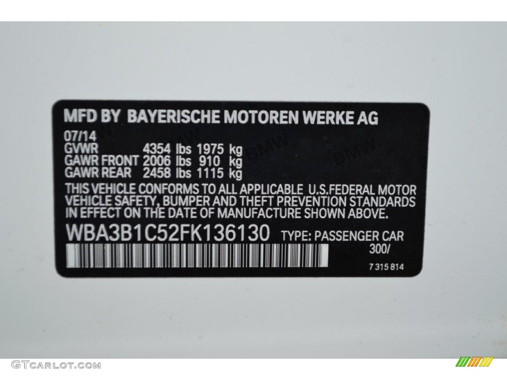 2015 3 Series 320i Sedan - Alpine White / Black photo #5