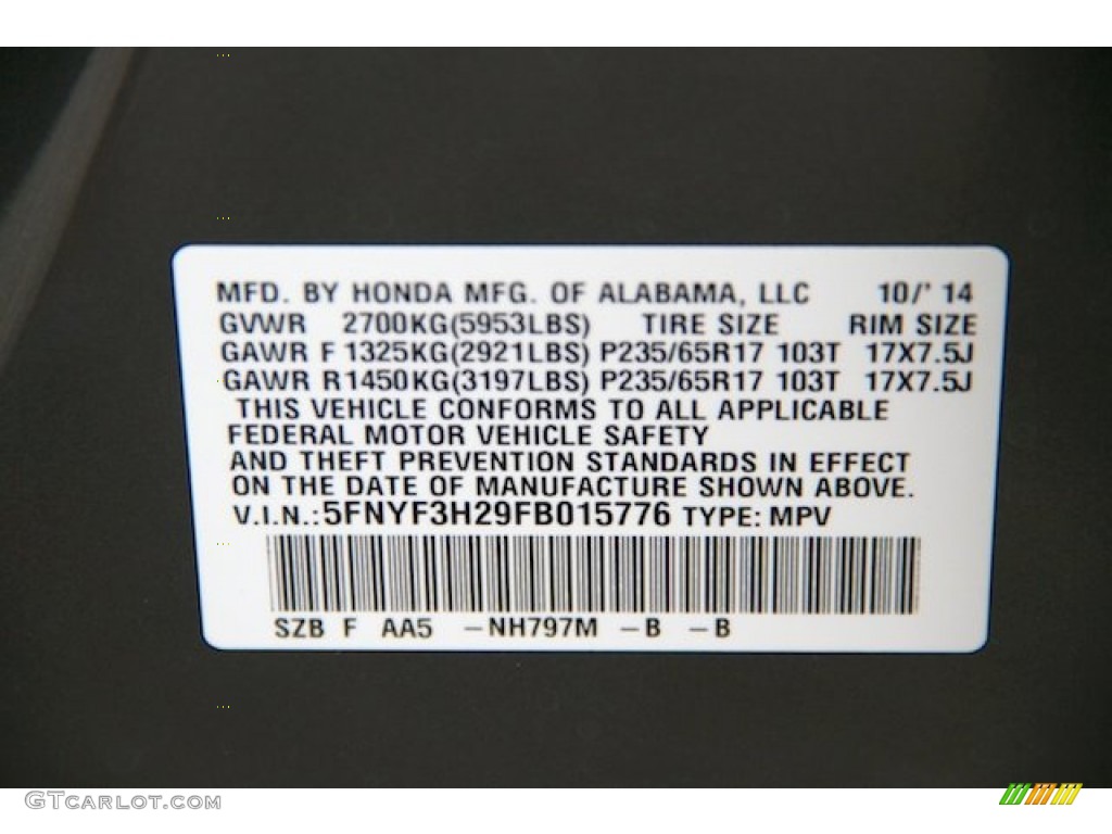 2015 Pilot LX - Modern Steel Metallic / Gray photo #21