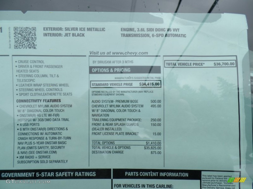 2015 Chevrolet Colorado Z71 Crew Cab 4WD Window Sticker Photo #98783023