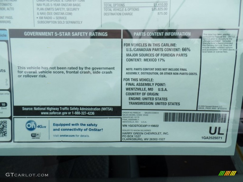 2015 Chevrolet Colorado Z71 Crew Cab 4WD Window Sticker Photo #98783059