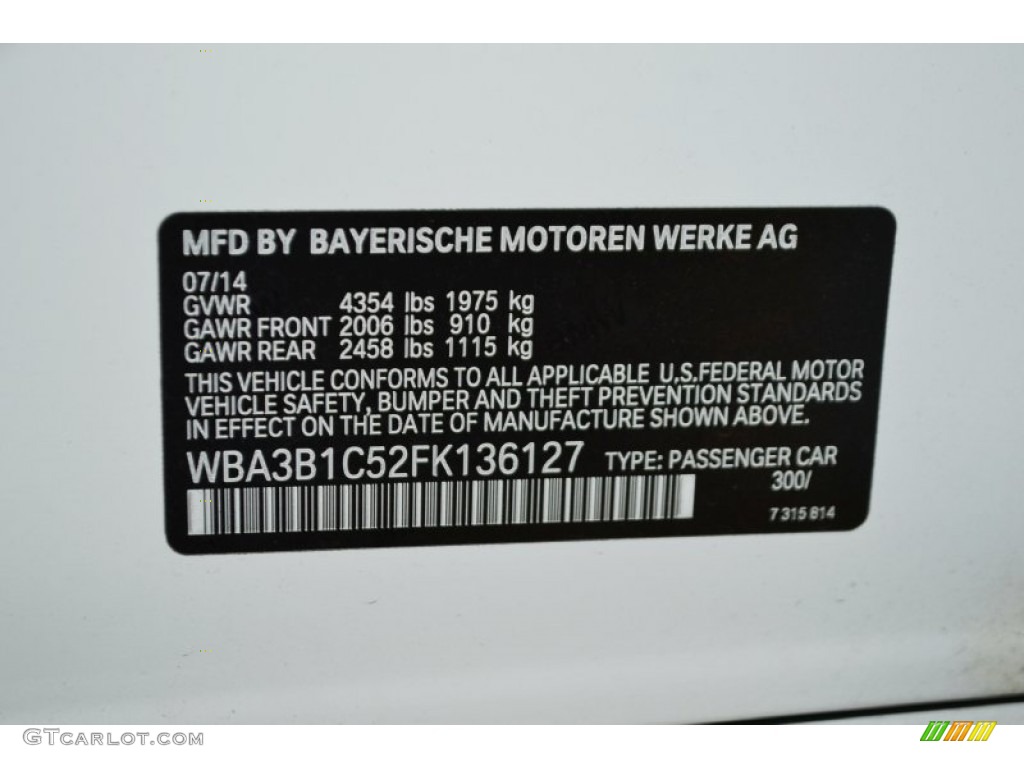 2015 3 Series 320i Sedan - Alpine White / Black photo #5