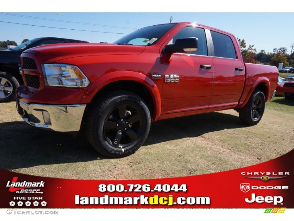 2015 1500 Outdoorsman Crew Cab 4x4 - Flame Red / Black/Diesel Gray photo #1
