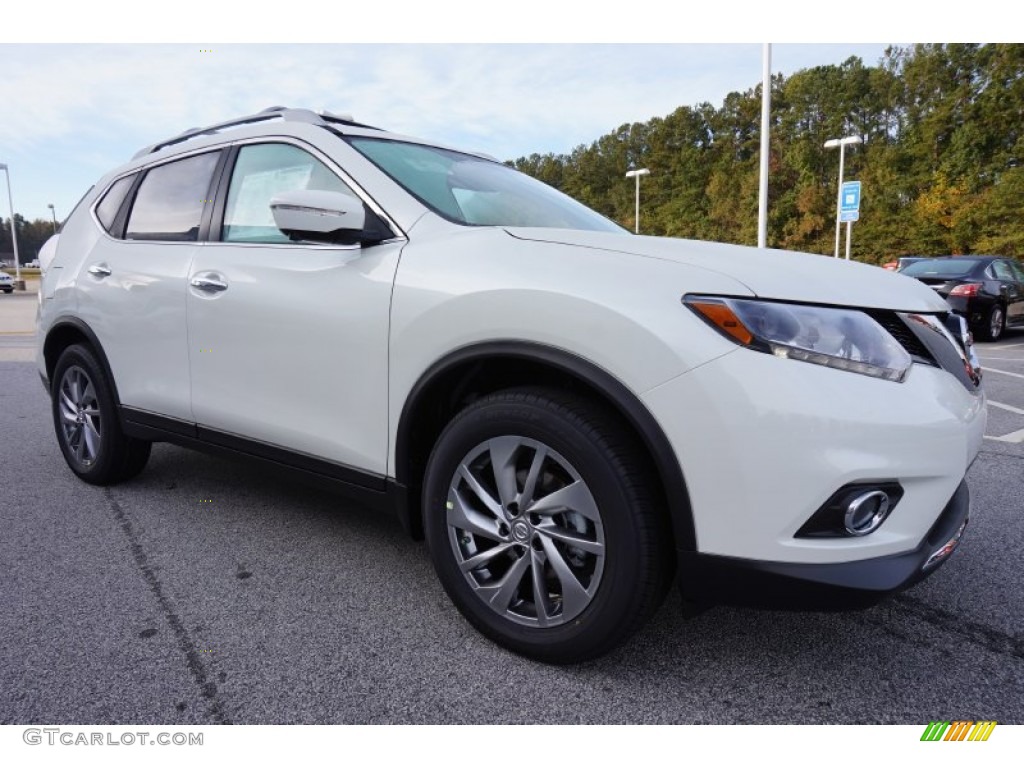 Pearl White 2015 Nissan Rogue SL Exterior Photo #98820190