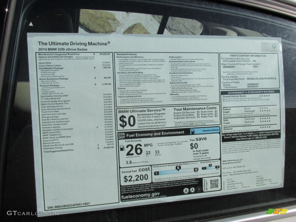 2015 3 Series 328i xDrive Sedan - Alpine White / Venetian Beige photo #3