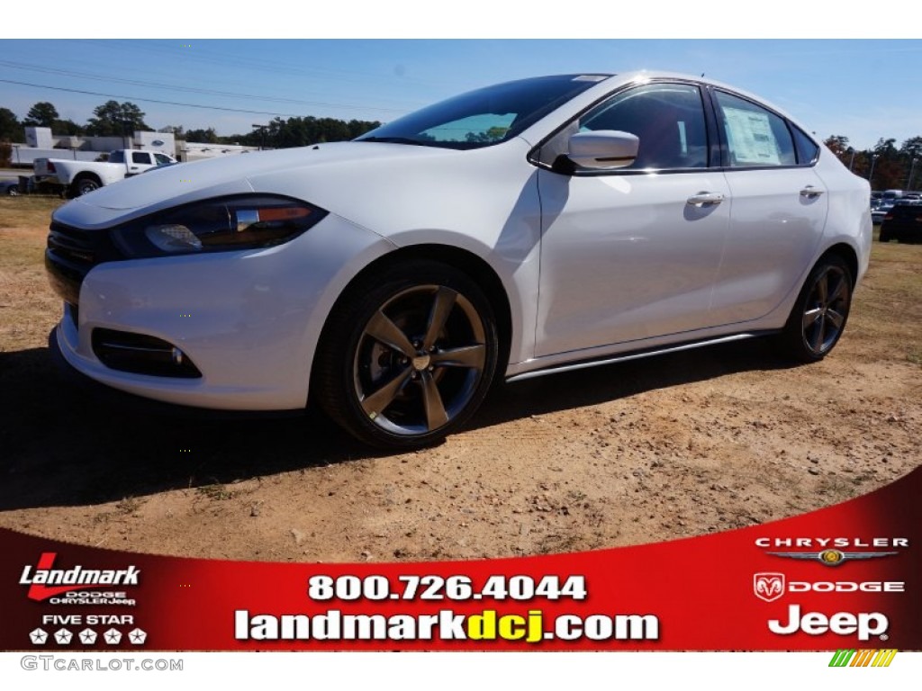 2015 Dart GT - Bright White / Black/Ruby Red Accent Stitching photo #1