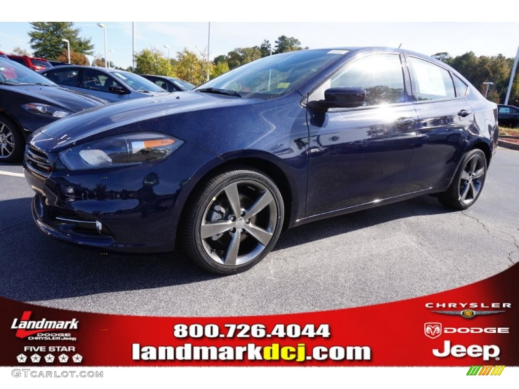 2015 Dart GT - True Blue Pearl / Black/Ruby Red Accent Stitching photo #1
