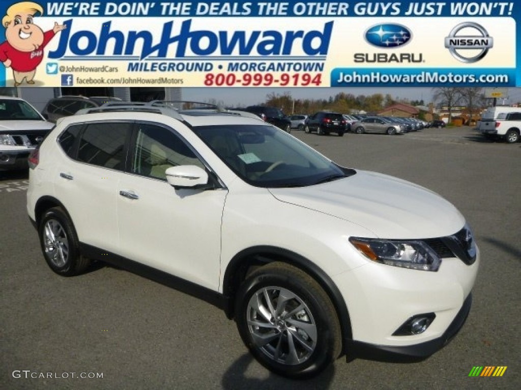 2015 Rogue SL AWD - Pearl White / Almond photo #1
