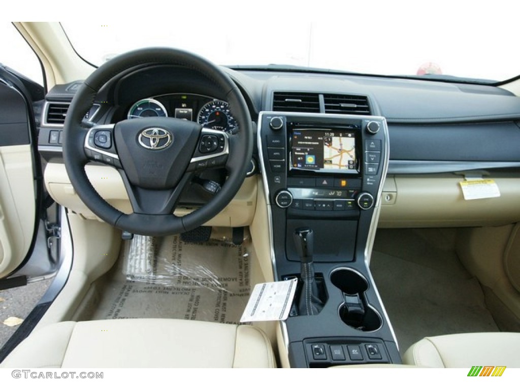 2015 Toyota Camry Hybrid XLE Almond Dashboard Photo #98844985