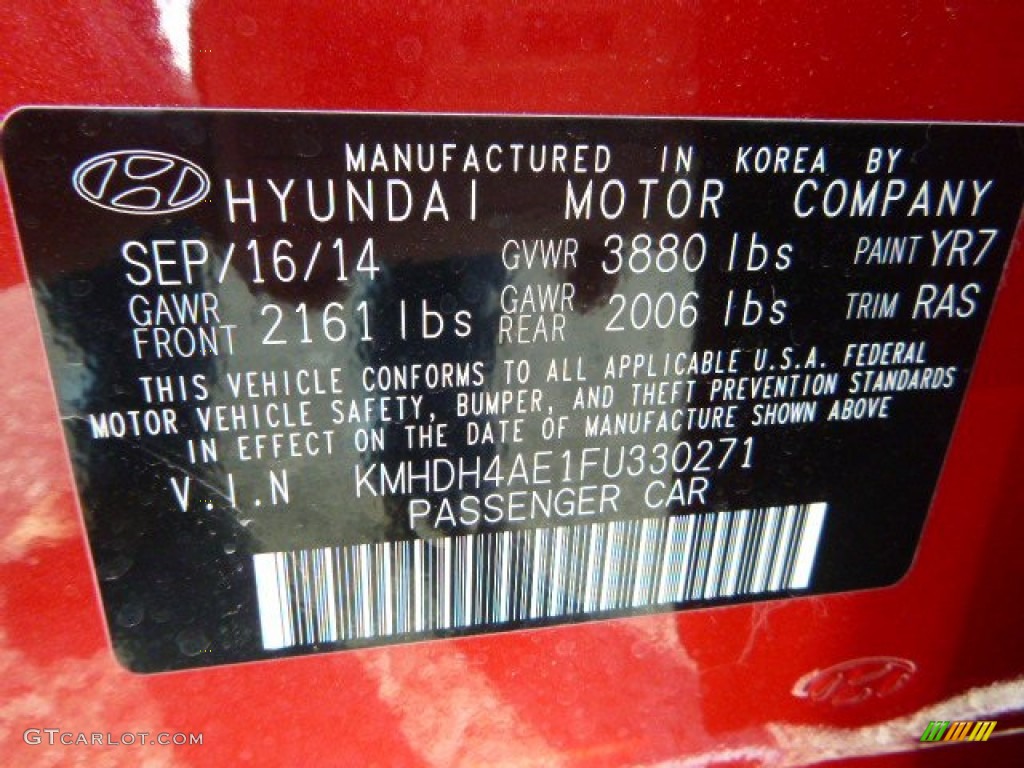 2015 Elantra SE Sedan - Venetian Red / Gray photo #18
