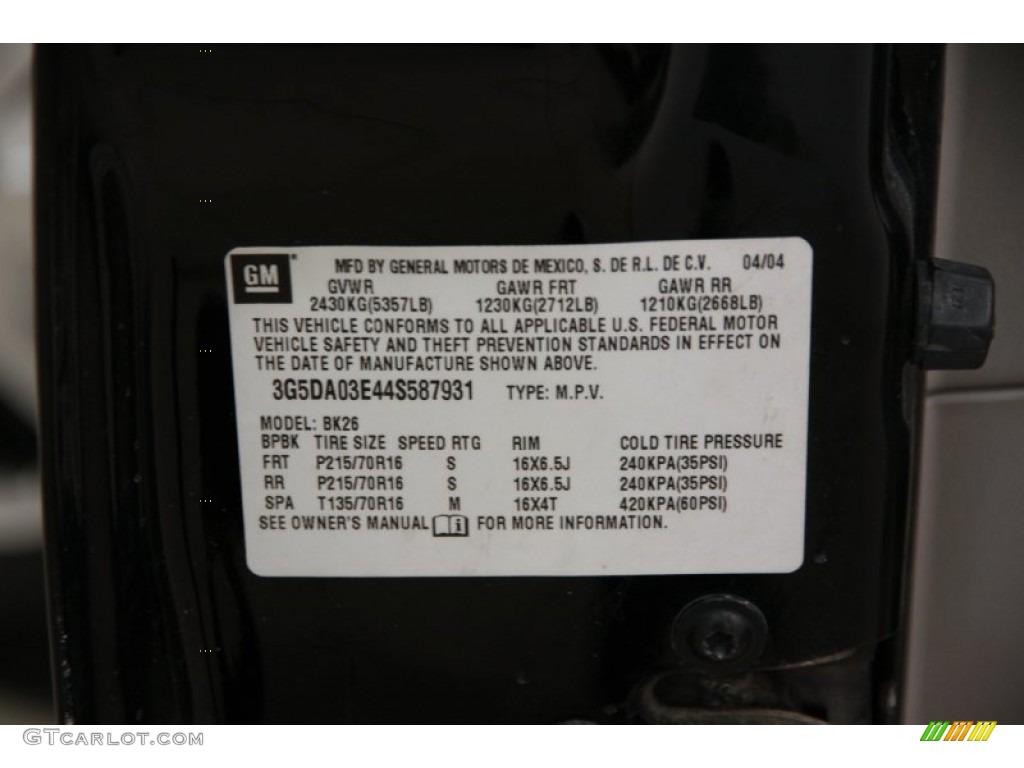 2004 Rendezvous CXL - Black / Light Gray photo #16